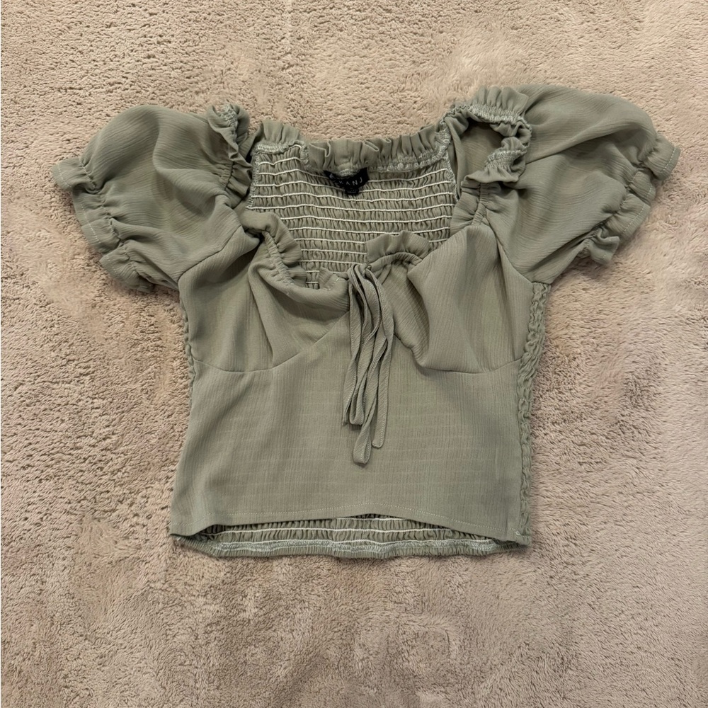 Cute Kanji Sage Green Women's Top